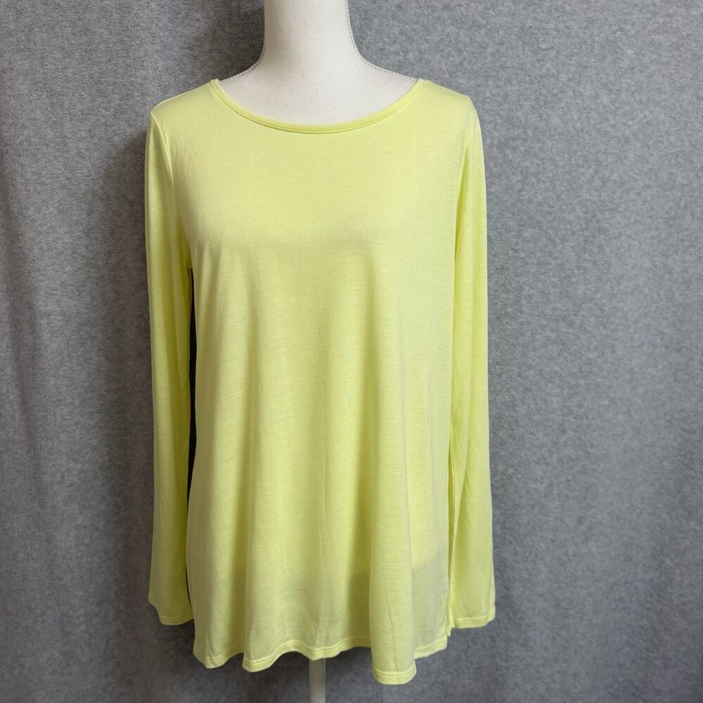 NWT JcPenny Stylus Women's L Essential Long Sleeve Tee Citron Glow Yellow